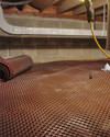 Crawl space drainage matting installed in a home in Fillmore