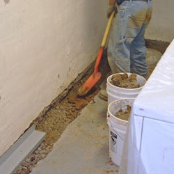 Digging a trench for a French Drain system in Ventura
