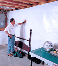 Plastic 20-mil vapor barrier for dirt basements, Ojai, California installation